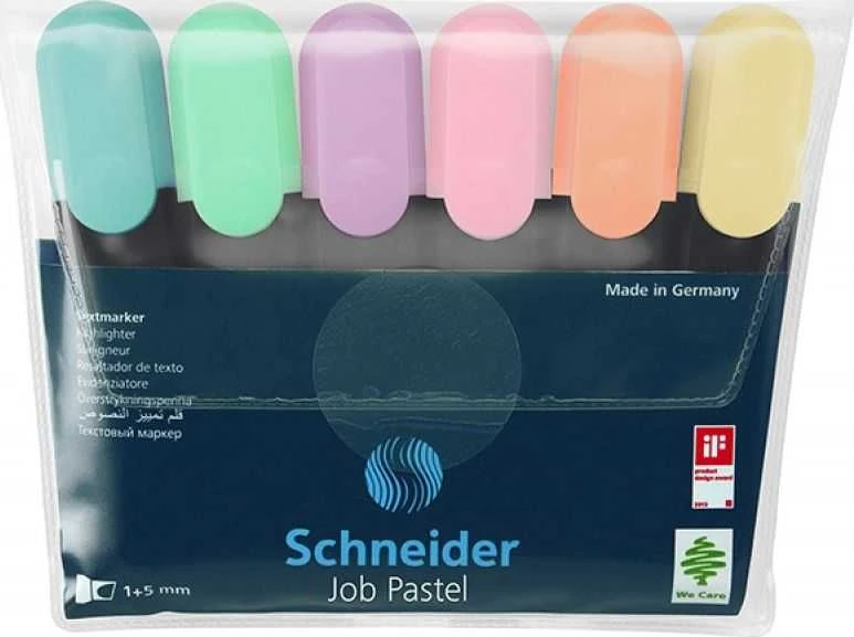 Schneider Rinkinys zakreślaczy Job Pastel 1-5 mm 6 vnt.