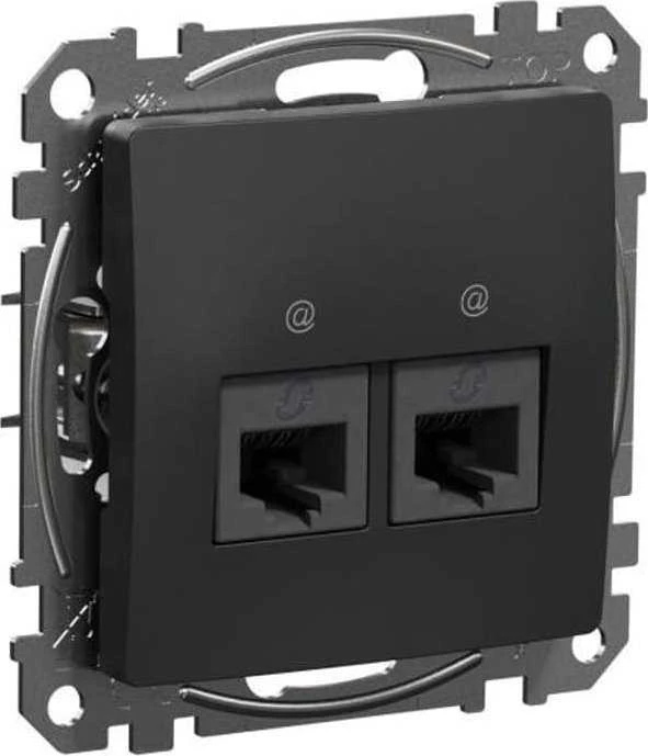 Kompiuterinis lizdas 2xRJ45 UTP Cat6 Schneider Electric Sedna Design SDD114462 (antracitas)