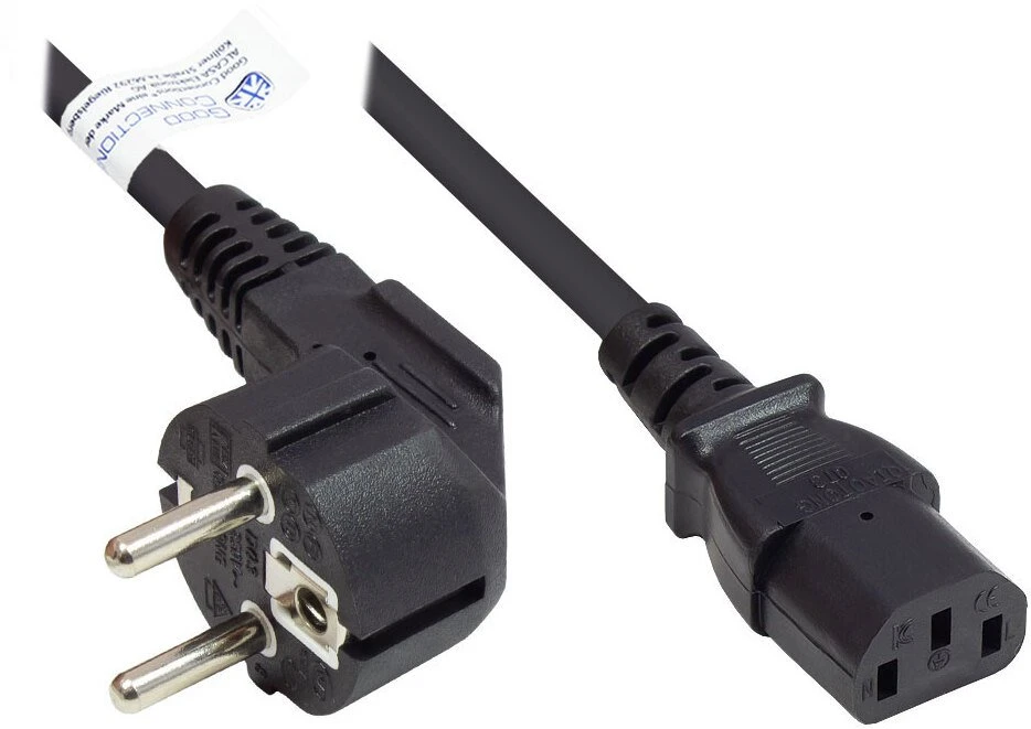 Schneider Electric Good Connections Schuko kampuota kištukas C13 juodas 1m (P0130-S010)