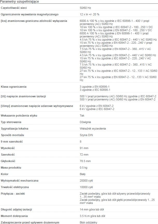 Schneider A9F05463 Grandinės pertraukiklis 4P D 63A 6kA AC iC60N-D63-4 A9F05463