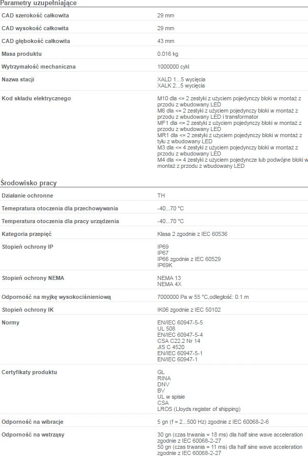 Schneider Electric ZB5AK1253 techninių duomenų lentelė