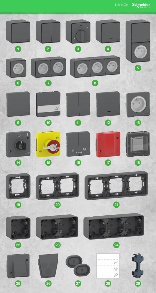 Schneider Electric Mureva stiliaus mygtukų mechanizmas antracitas MUR35027
