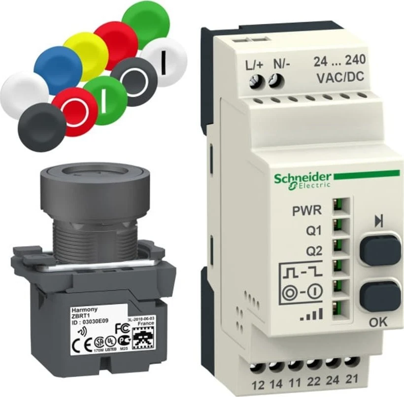 Schneider Electric Rinkinys belaidis valdymo mygtukas XB5R 22mm SPD + IMT 24-240V AC/DC imtuvas XB5RFA02