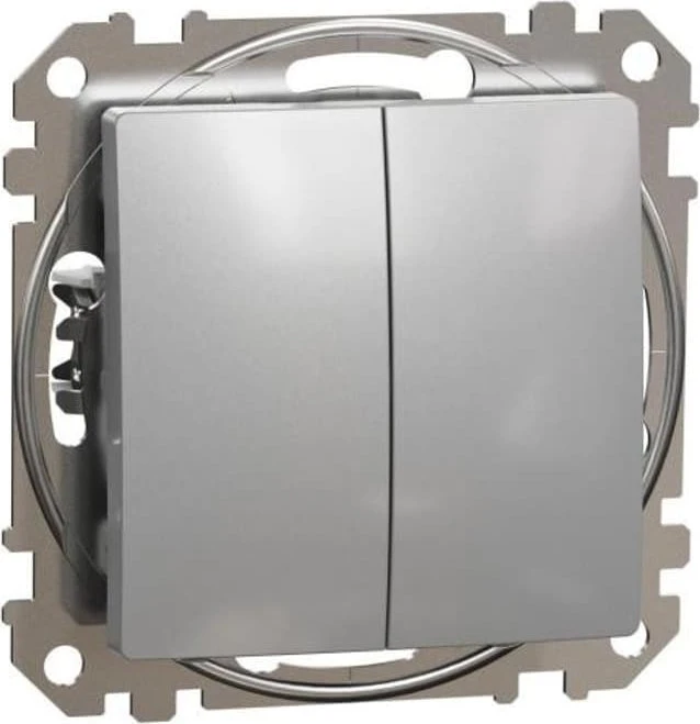 Schneider Electric Sedna Design, Double button, Sidabrinė aliuminio