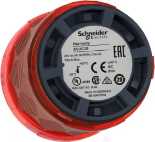 Schneider XVU signalinio modulio apačia su specifikacijomis