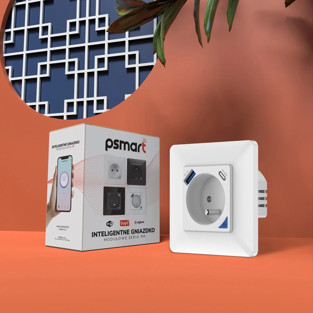 Schneider Electric T400U PSMART Smart lizdas baltas Wi-Fi TUYA matavimas USB+USB-C