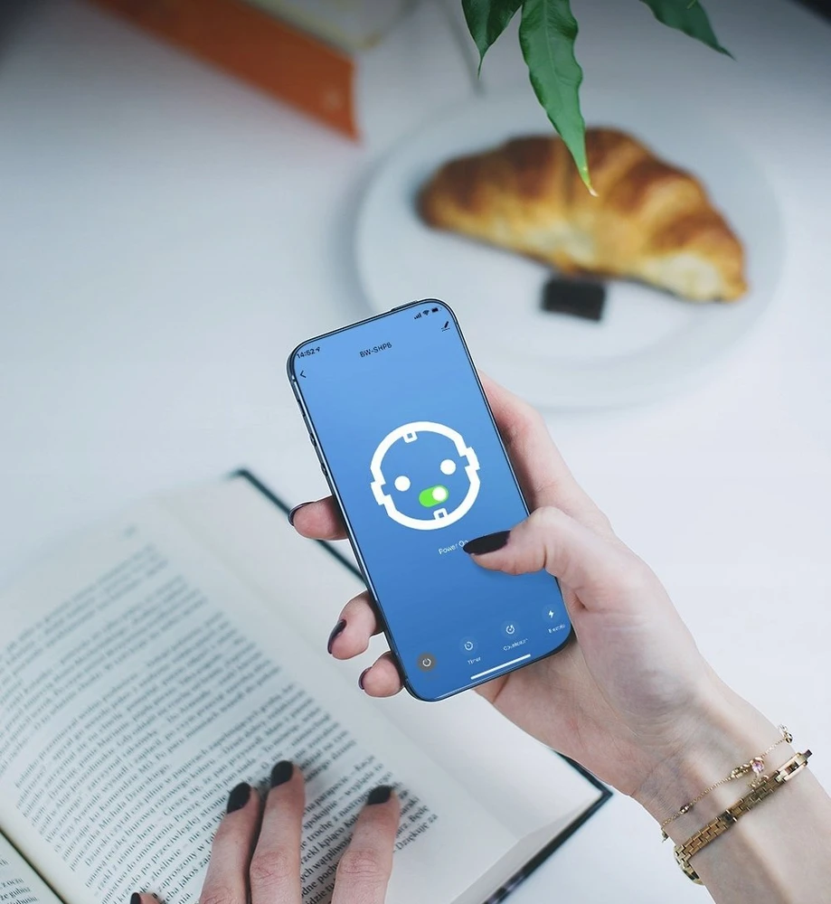 Schneider Electric T410U PSMART Smart išmanusis lizdas juodas Wi-Fi TUYA su matavimu USB+USB-C