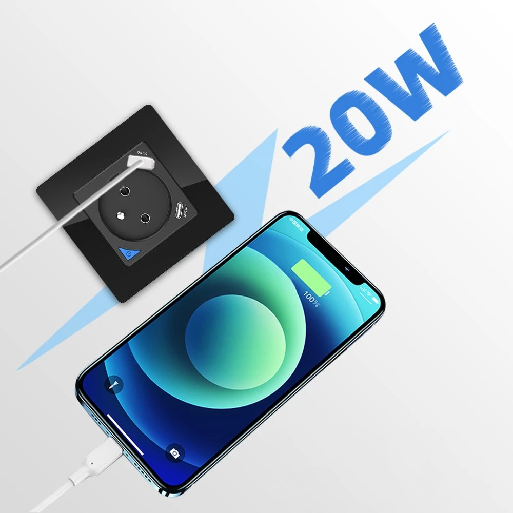 Schneider Electric T410U PSMART Smart išmanusis lizdas juodas Wi-Fi TUYA su matavimu USB+USB-C