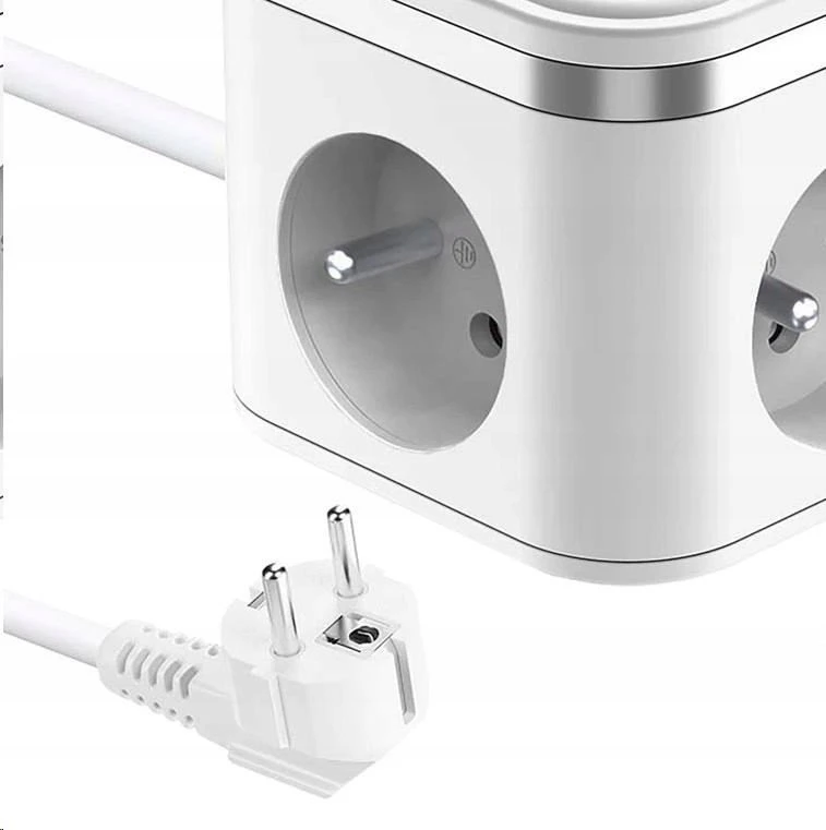 Viking maitinimo adapteris YC33, 3x 230 V, 1x USB-A, 2x USB-C, ON/OFF mygtukas, ilgis 1,4 m, baltas