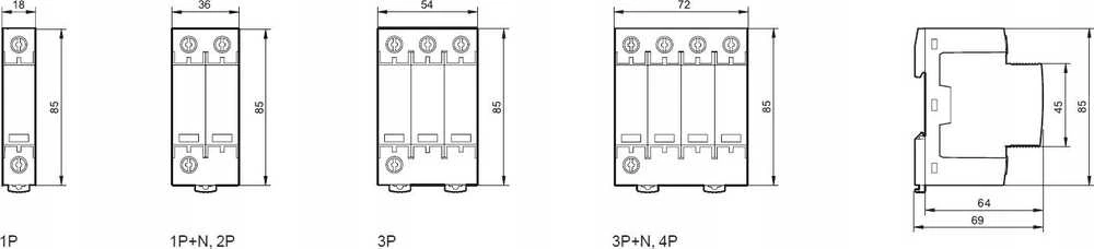 Schneider Electric viršįtampio ribotuvai iPRD1 12.5R-T12-3 3 polių T1+T2 B+C 12.5kA su kontaktu A9L16382