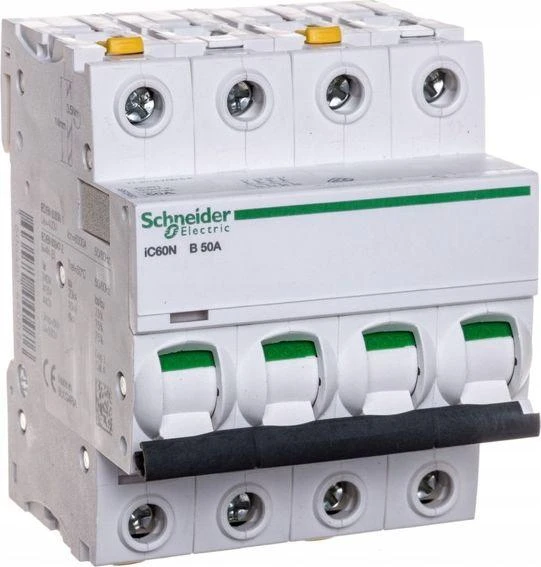 „Schneider Electric“ grandinės pertraukiklis 4P B 50A 6kA AC iC60N-B50-4 (A9F03450)