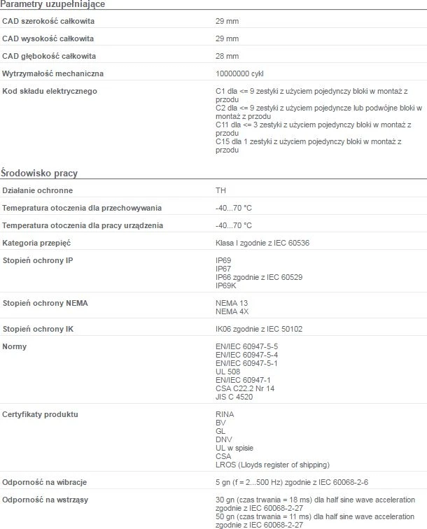 Techninė specifikacija Schneider Electric ZB4BA333