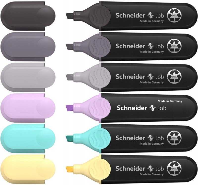 Schneider Žymeklių rinkinys SCHNEIDER Job Pastel Pilkas, 1-5 mm, 6 vnt., dėžutė su pakabinimo kilpa, mišrių spalvų
