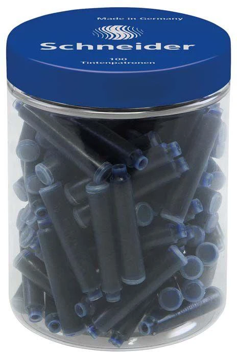 Schneder Rašalo kapsulės, Schneider, 100 vnt., trumpos, mėlynos sp.