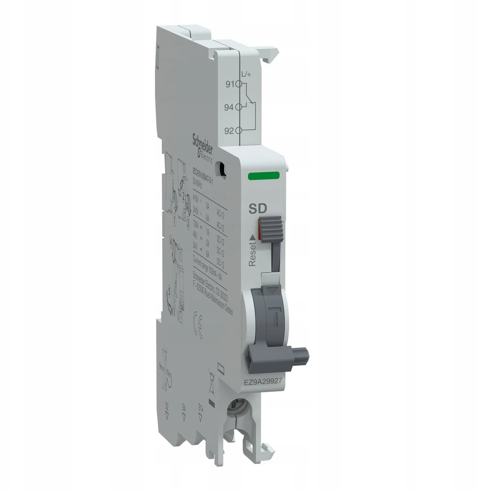 Schneider Electric Schneider Priedai SD signalizacijos kontaktas (elektrinio išjungimo indikacija) 1 perjungiamasis (1 CO) apatiniai gnybtai EZ9A29927