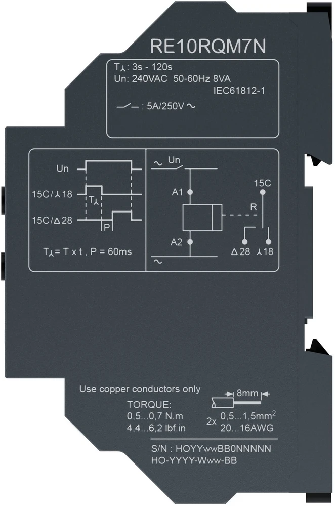 Schneider Laiko relė Harmony žvaigždė-trikampis funkcija 220...240 V AC 1 CO (RE10RQM7N)