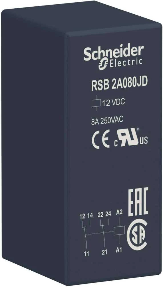 „Schneider“ kištukinė sąsajos relė, „Zelio RSB“, 2 uncijos, 12 V DC RSB2A080JD