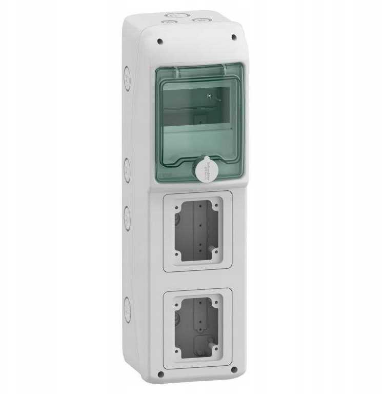 Schneider 13178 Mureva IP65 paviršinis 1x5 skirstomasis įrenginys, skirtas prijungti gMRV-1-5-NT-T/2 lizdus 2 skylės 90x100mm 13178