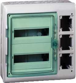 Schneider 13439 Mureva IP65 ant paviršiaus montuojamas 2x12 skirstomasis įrenginys su sMRV-2-12-NT-T valdymo kasete, 3 skylių kasetė 13439