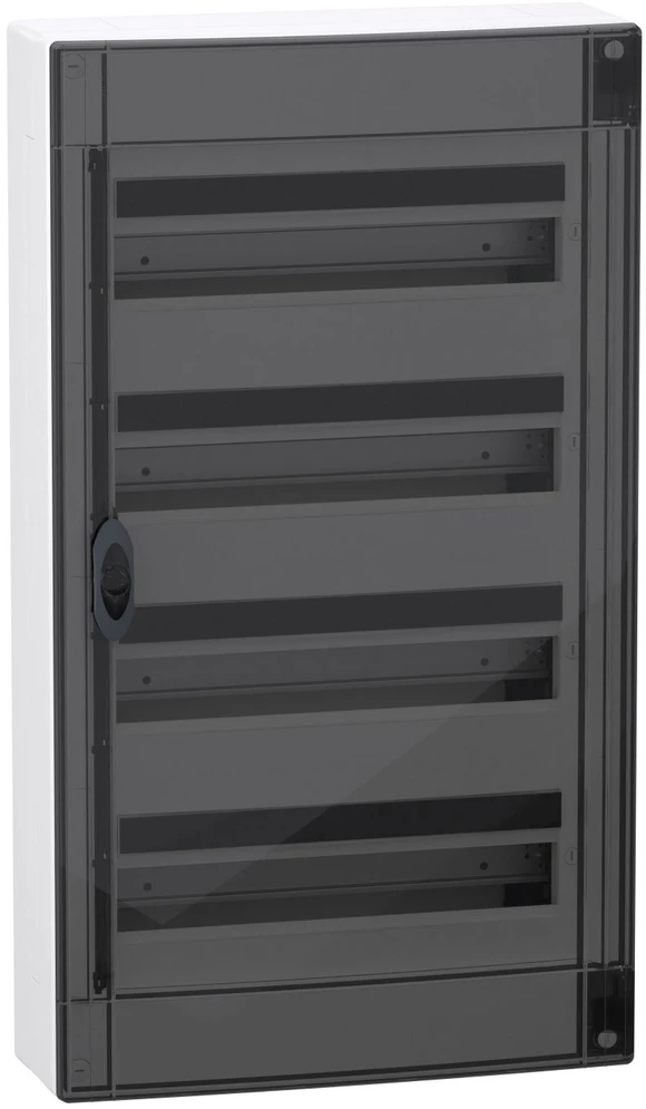Schneider LVSXR418 PrismaSeT XS 4x18 PSXS-4-18-NT-P skirstomasis skydas, montuojamas paviršiuje, skaidrios durys, IP40 IK09 LVSXR418
