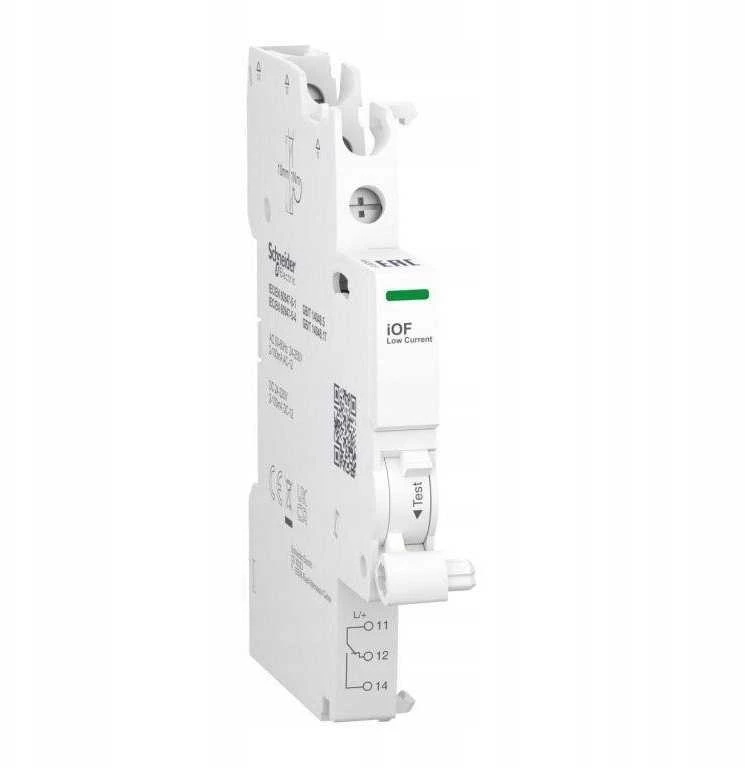 Schneider Electric „Schneider“ pagalbinis kontaktas Acti9 iOF 2–100 mA 1CO silpnos srovės grandinėms, viršutiniai gnybtai A9A26915