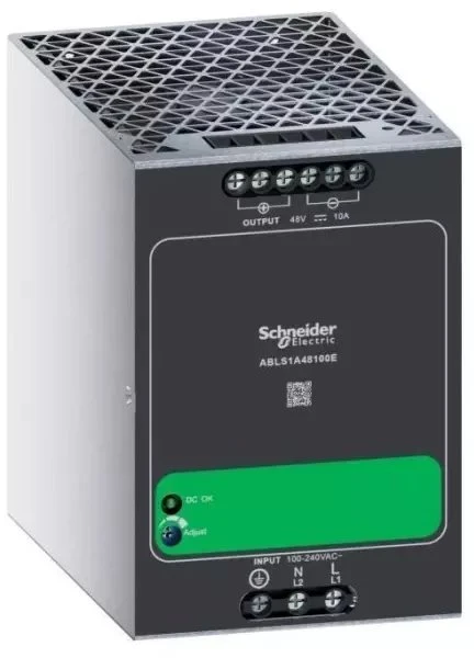 „Schneider“ vienfazis maitinimo šaltinis, 100…340 V AC įvestis, 48 V DC išvestis, 480 W, DIN bėgelis, IP20, „Easy Modicon ABL2“, ABLS1A48100E