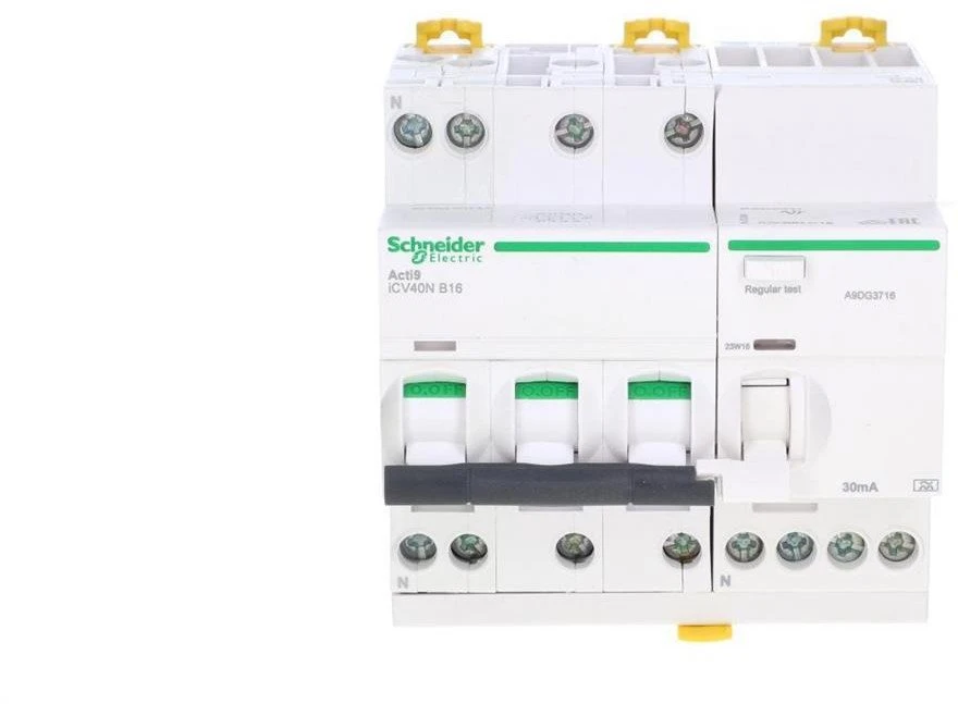 Schneider A9DG3716 Kombinuotas grandinės pertraukiklis 4P 16A 0,03A tipas A iCV40N-A30-B16-3N
