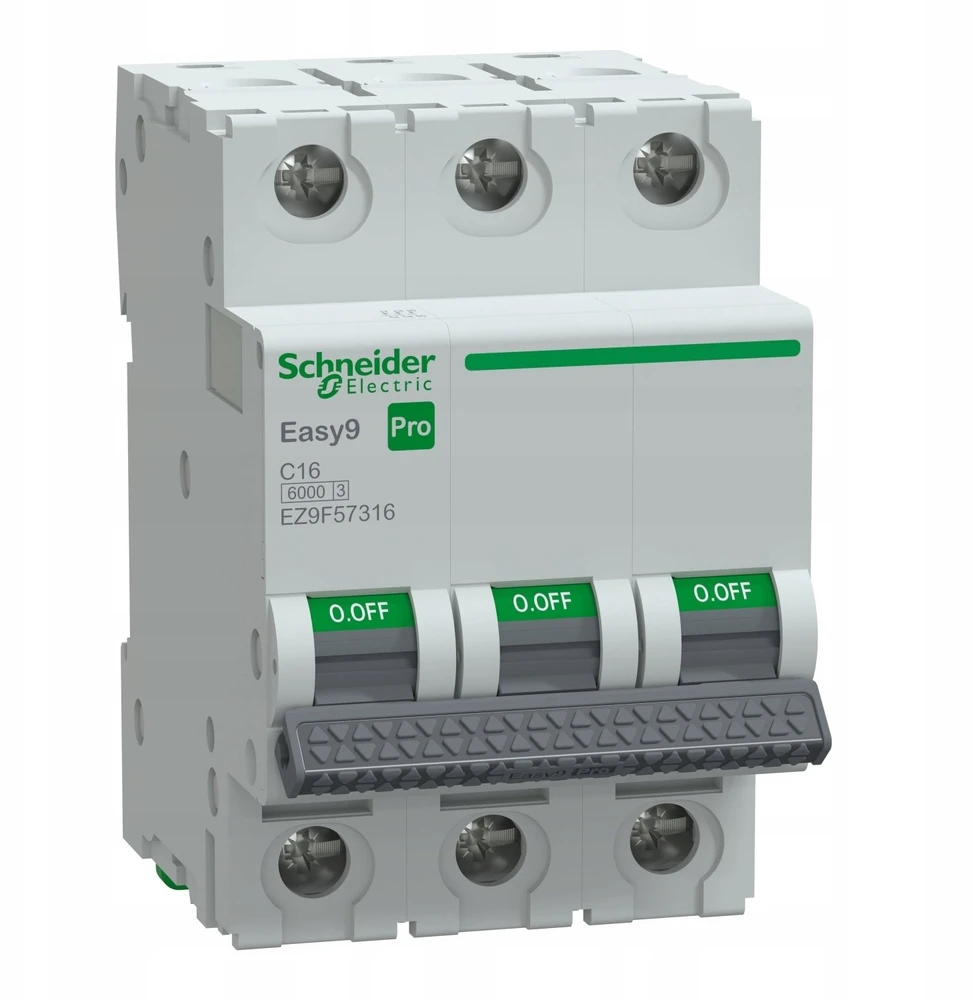SCHNEIDER ELECTRIC EASY9 apsauginis jungiklis (MCB), 3P, 16A, C formos, 6000A