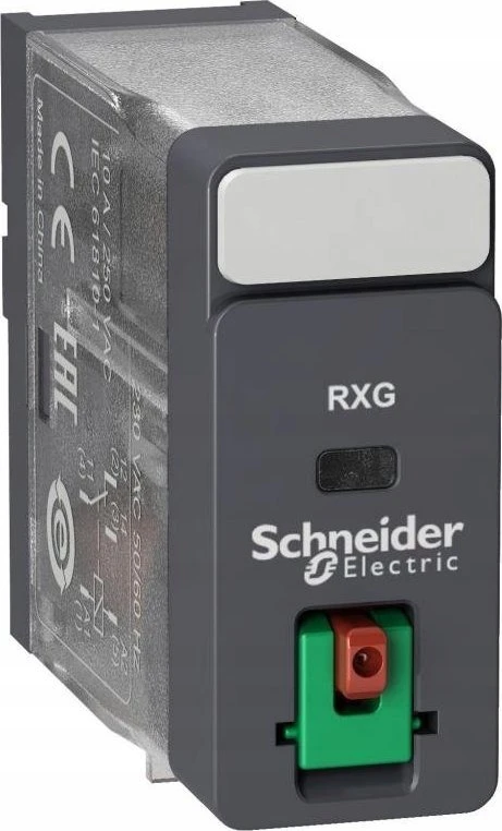 Schneider Zelio sąsajos relė su bandymo mygtuku 230V AC 10A 1Z+1R RXG11P7