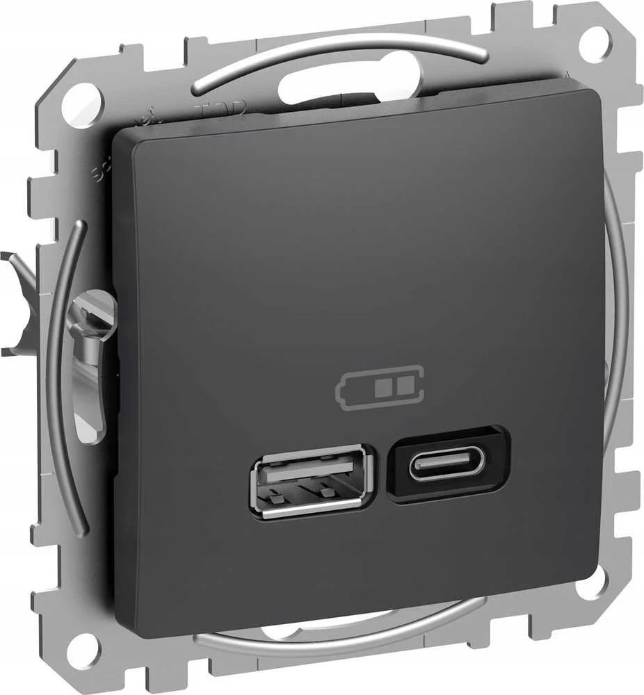 SCHNEIDERE USB įkrovimo lizdas Schneider Sedna Design SDD114404 A+C 45W PD juodas antracitas