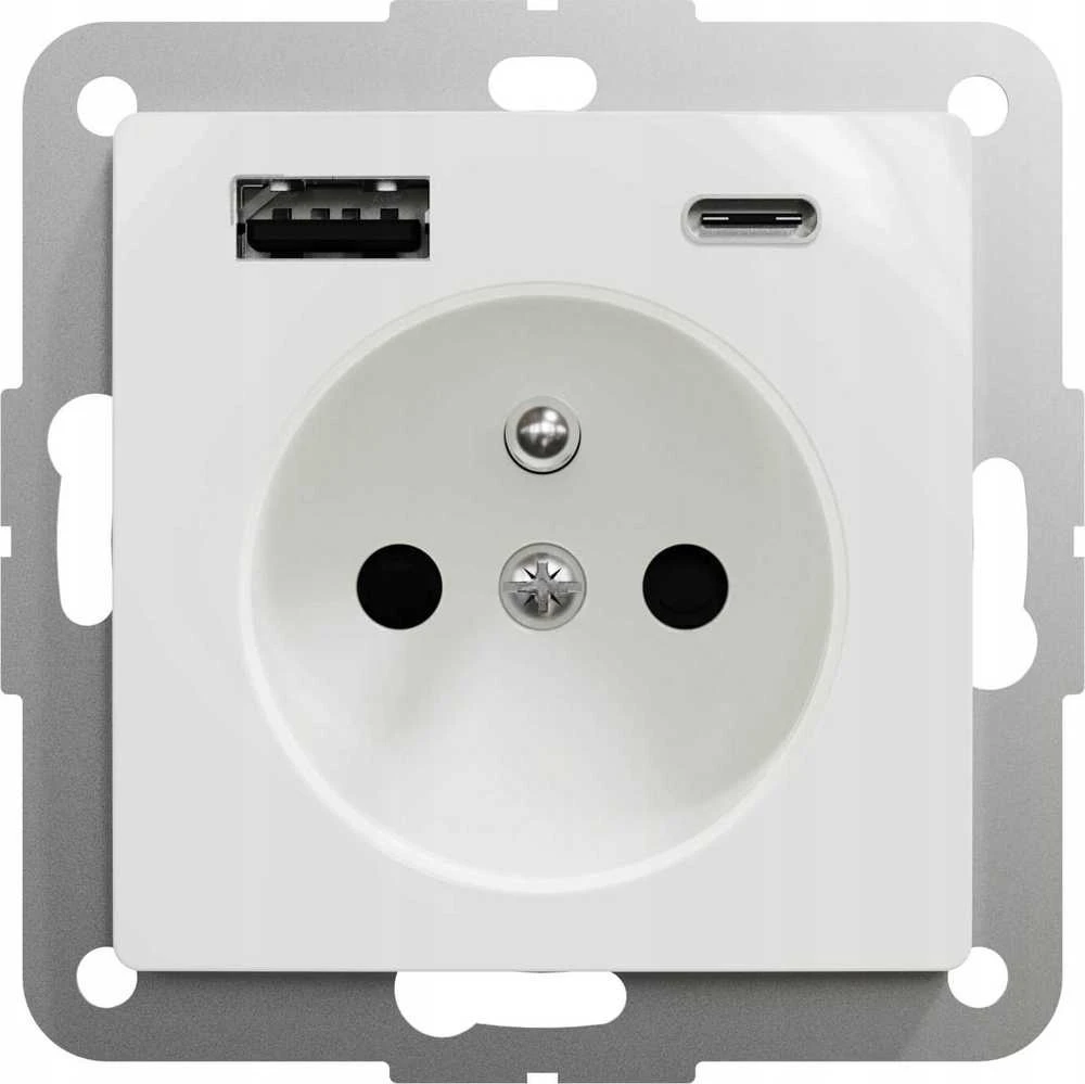 Schneider Electric SCHNEIDERE Vienvietis lizdas su įžeminimu Schneider Sedna Design SDD111072 su USB A+C 3A besriegiais gnybtais, baltas dizainas ir elementai