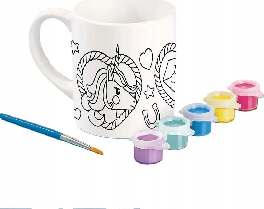 Scholastic Us Totum UNICORN PUODYLIS UNICORN keraminis puodelis, skirtas dažyti Unicorn dažais