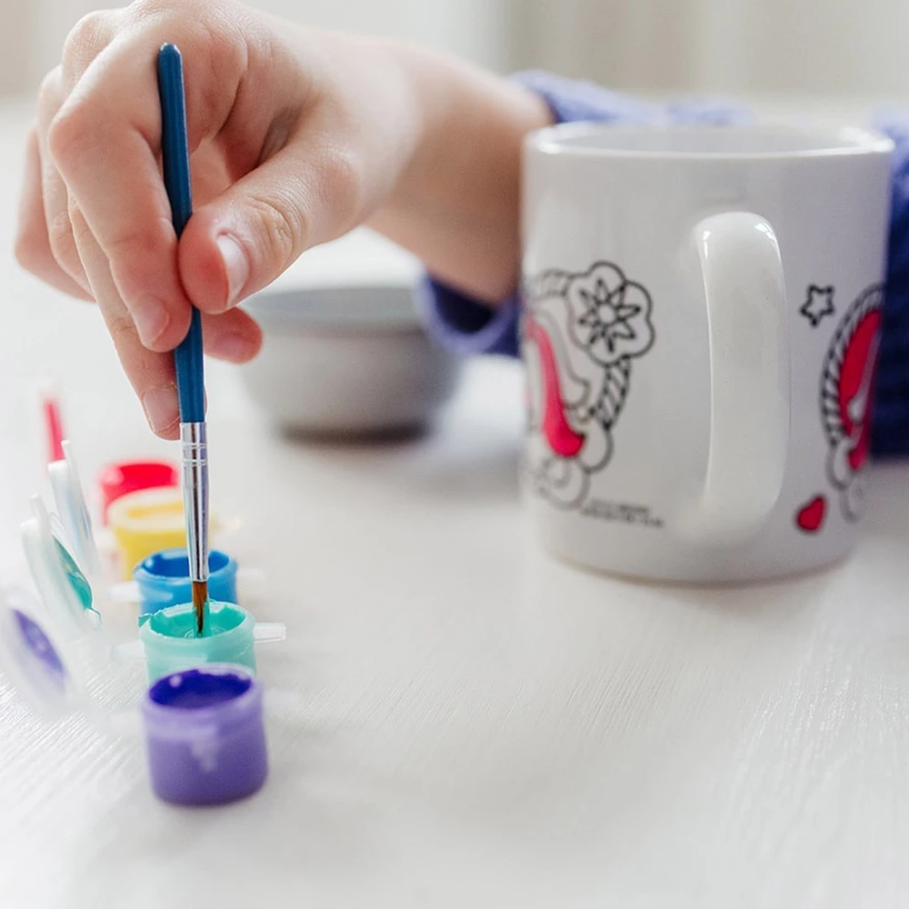 Scholastic Us Totum UNICORN PUODYLIS UNICORN keraminis puodelis, skirtas dažyti Unicorn dažais