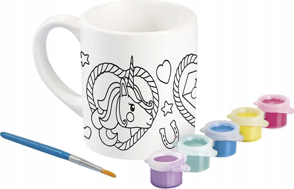 Scholastic Us Totum UNICORN PUODYLIS UNICORN keraminis puodelis, skirtas dažyti Unicorn dažais