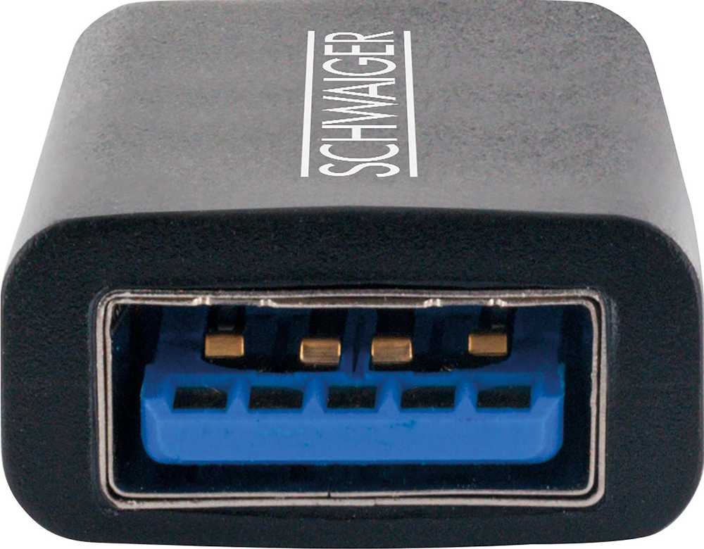 Adapteris USB Schwaiger CAU310 USB-A - USB-C Juodas (CAU310 533)