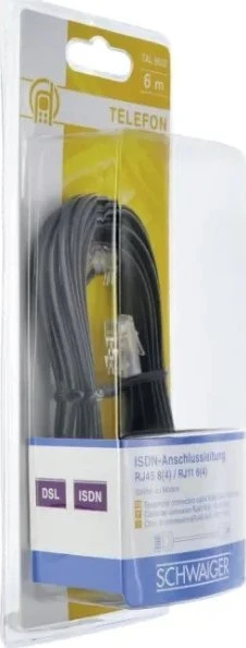 Schwaiger Schwaiger 6,0 m RJ-11 - RJ-45 6 m juodas