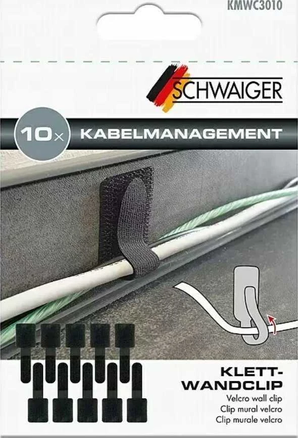 Schwaiger kabelių laikikliai su lipnia juosta 10 vnt