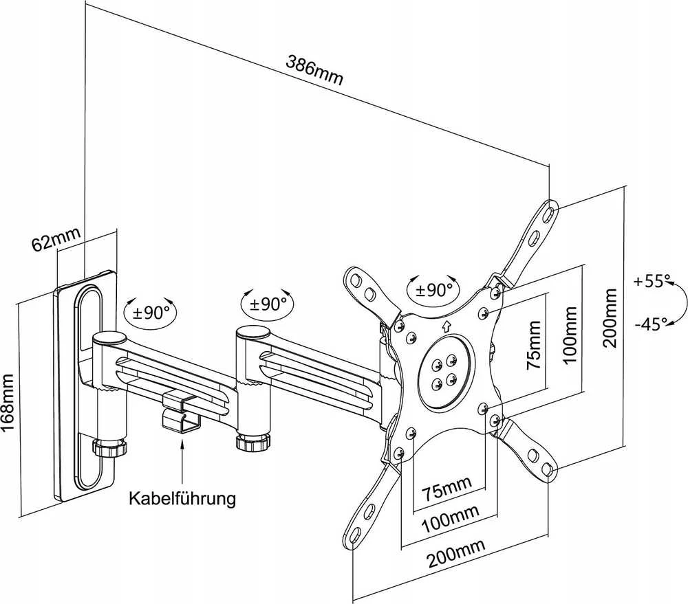 Schwaiger sieninis laikiklis monitoriui 13" - 43" (LWHD4315513)