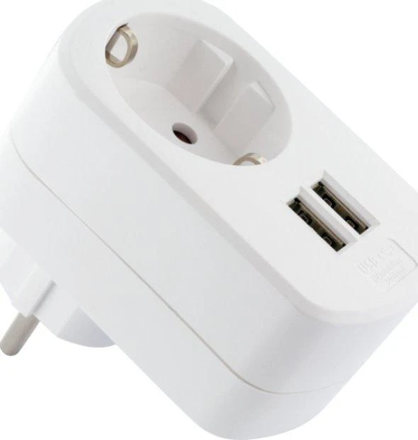 Schwaiger Schwaiger USB Ladeadapter 230V mit Steckdose baltas