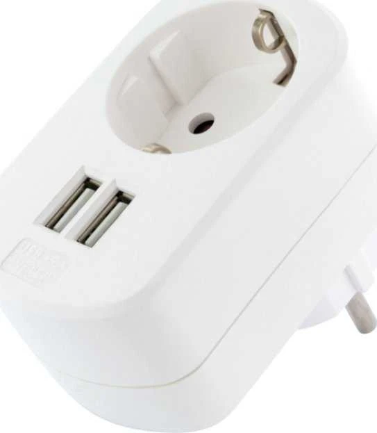 Schwaiger Schwaiger USB Ladeadapter 230V mit Steckdose baltas