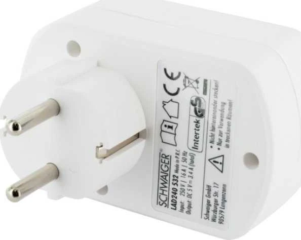 Schwaiger Schwaiger USB Ladeadapter 230V mit Steckdose baltas