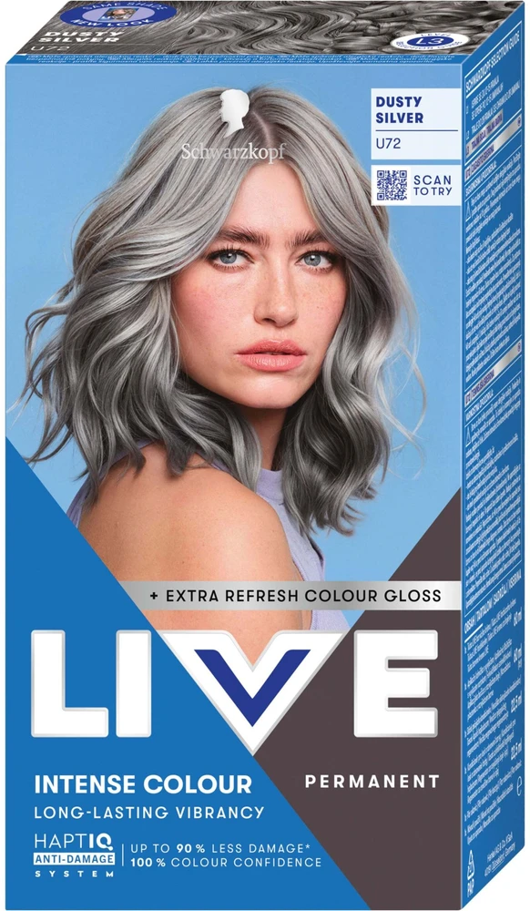 Schwarzkopf Live U72 Dusty Silver dažų pakuotė