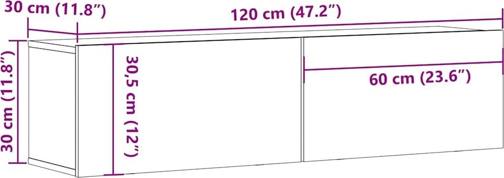 TV staliukas Sieninė TV spintelė, medienos, 120x30x30cm, apdirbta mediena