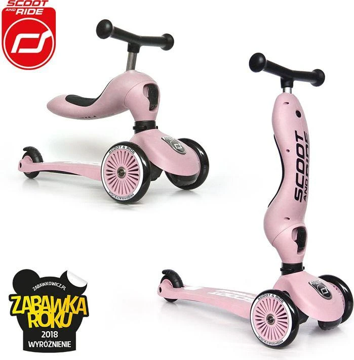 Paspirtukas - balansinis dviratukas  Scoot & Ride Highwaykick 1 2in1 Rose 96270