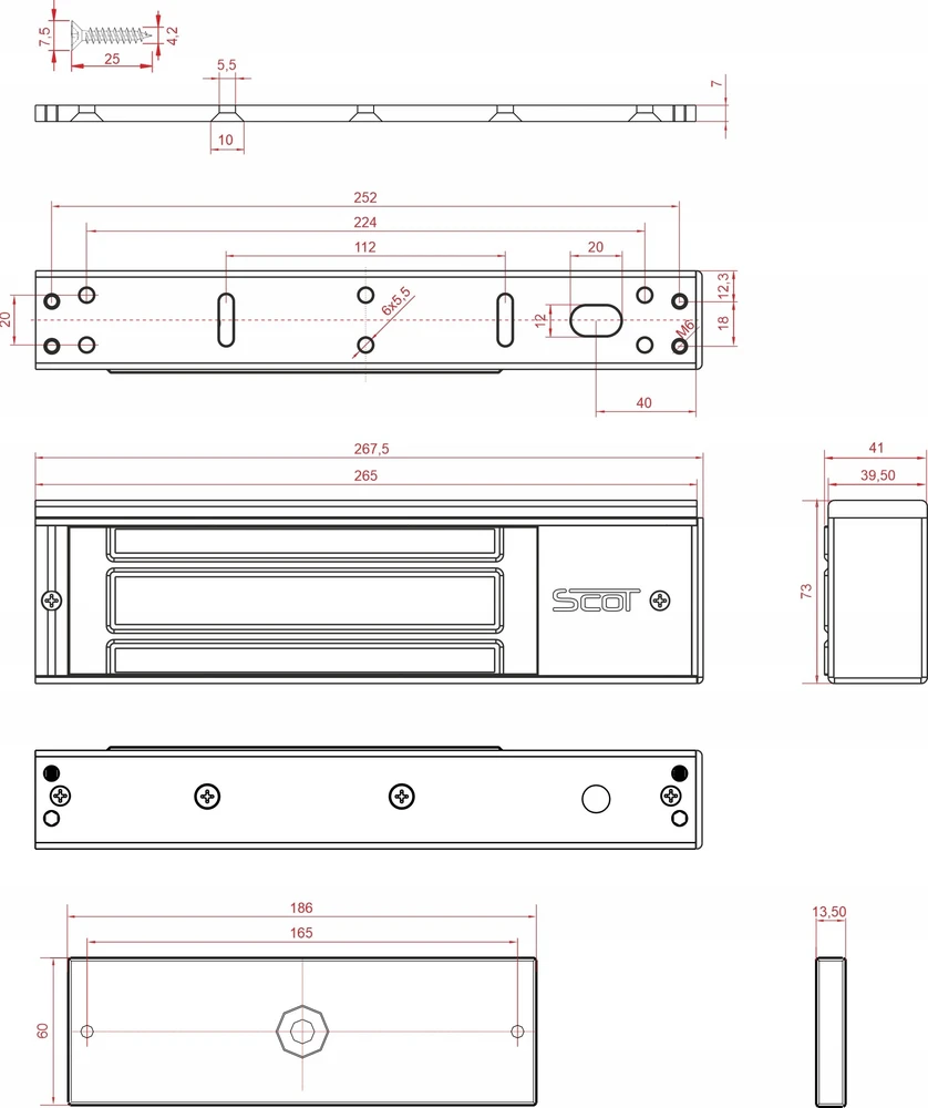 SCOT EL-1200SP2 Elektromagnetinė skląstė 540 kg