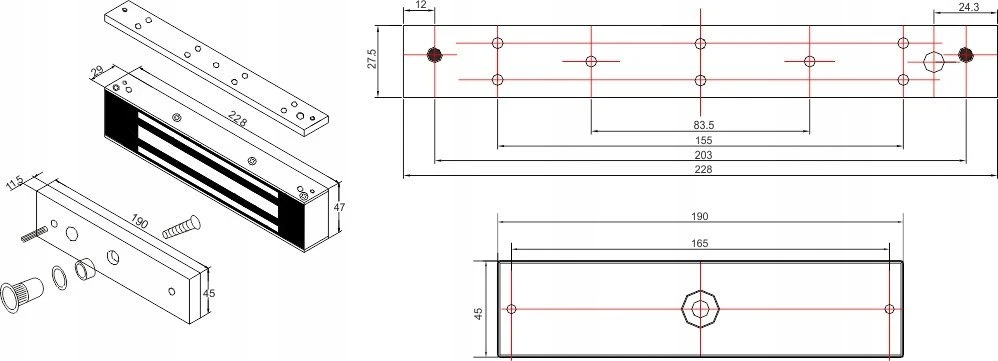 Carruzzo SCOT EL-800WS išorinė elektromagnetinė spyna.