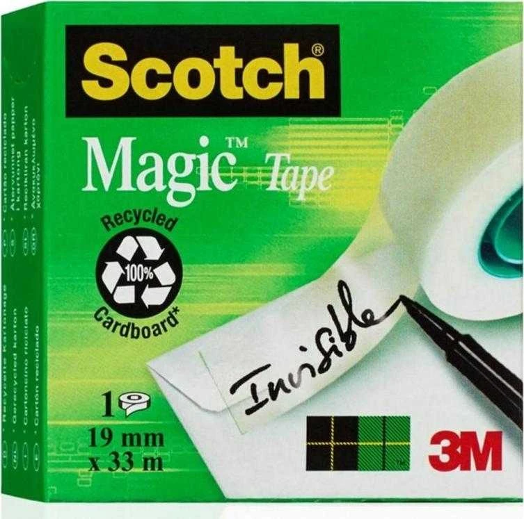 Scotch 3M SCOTCH_ Magic_ biuro juosta (SM3-12), matinė, su dozatoriumi, 19mm, 33m, 3 vnt.., dozatorius C-38 juoda NEMOKAMAI