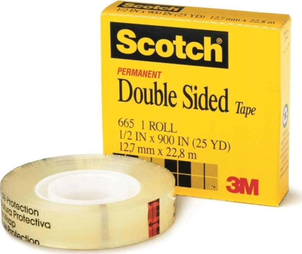 Dvipusė lipni juosta SCOTCH 665, 12 mm x 23 m, skaidri