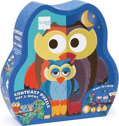 Dėlionė Scratch Scratch, Dwustronne Puzzle XL (obrazek 63x40 cm) Sowa ''dzień i noc''