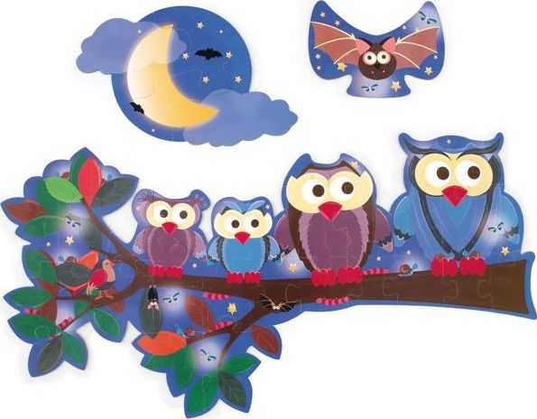 Dėlionė Scratch Scratch, Dwustronne Puzzle XL (obrazek 63x40 cm) Sowa ''dzień i noc''